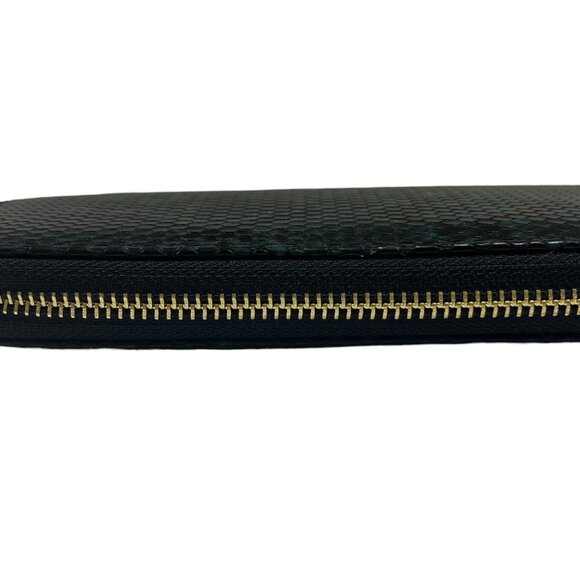Snake Print Wallet / Python / Zip Around / Green & Black - NWT - Picture 3 of 7